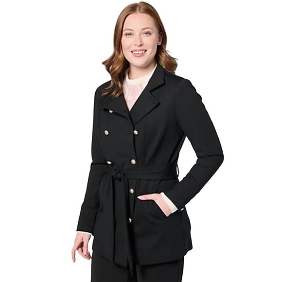 STUDIO PARK Jackets & Blazers - Studio Park x Shawn Killinger Double Button Ponte Coat BLACK SIZE 1X NWT
